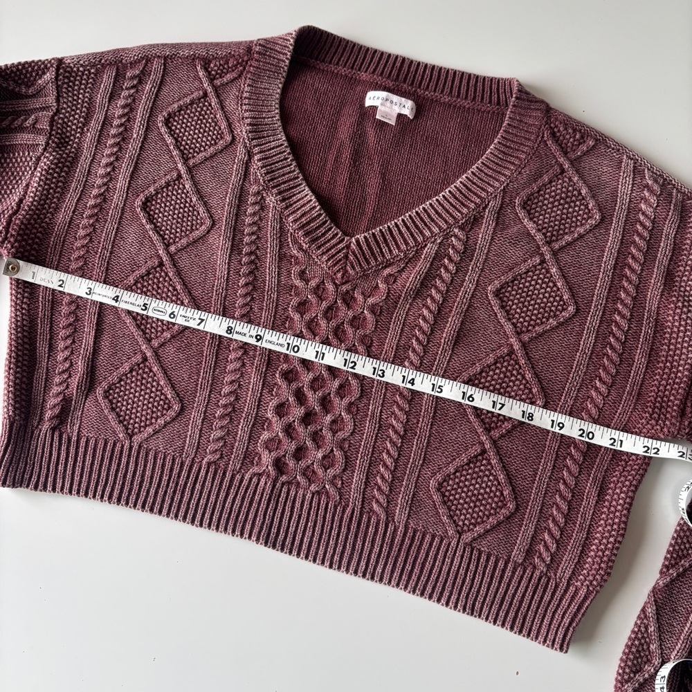 Aeropostale Cropped Cable Knit Sweater, Size L - Picture 6 of 8